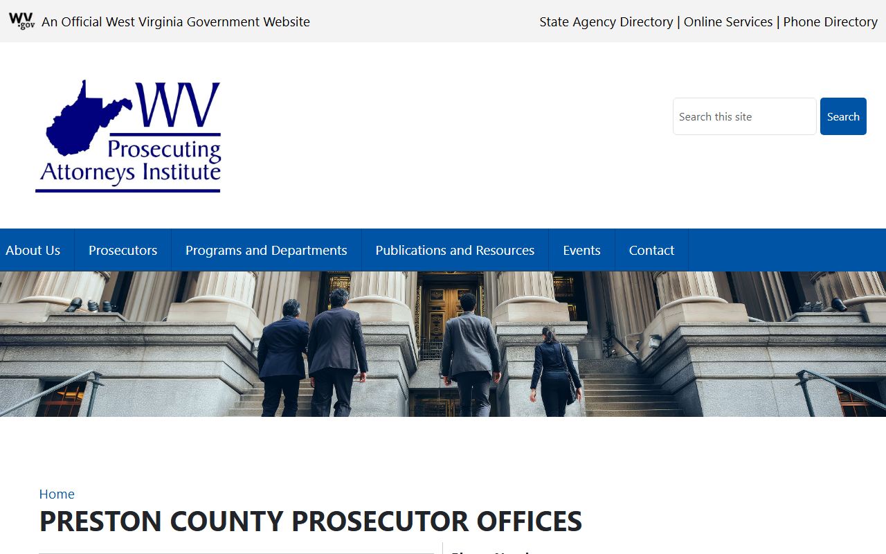 Preston County prosecutor office contact page for charge records after arrest